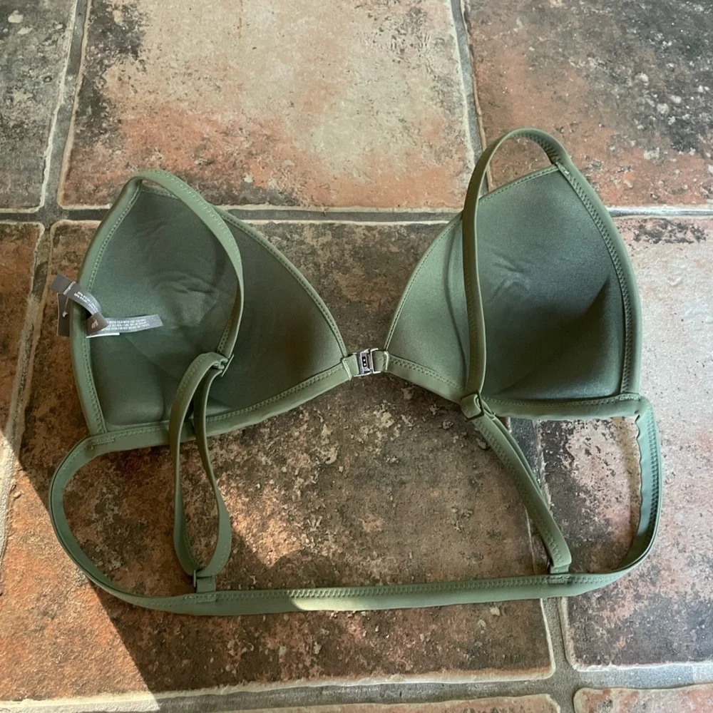 Aerie Front Close Triangle Bikini Olive Green Size L